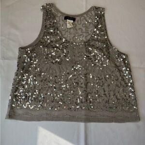 Deb Gray Sequin Crop Tank Top